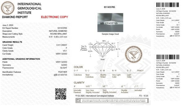 Diamante Naturale IGI 0.41 F VS1 VGVGGD SL